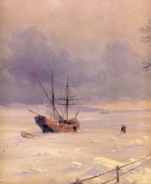 Ivan Aivazovsky frozen bosphorus under snow Seascape Oil Paintings